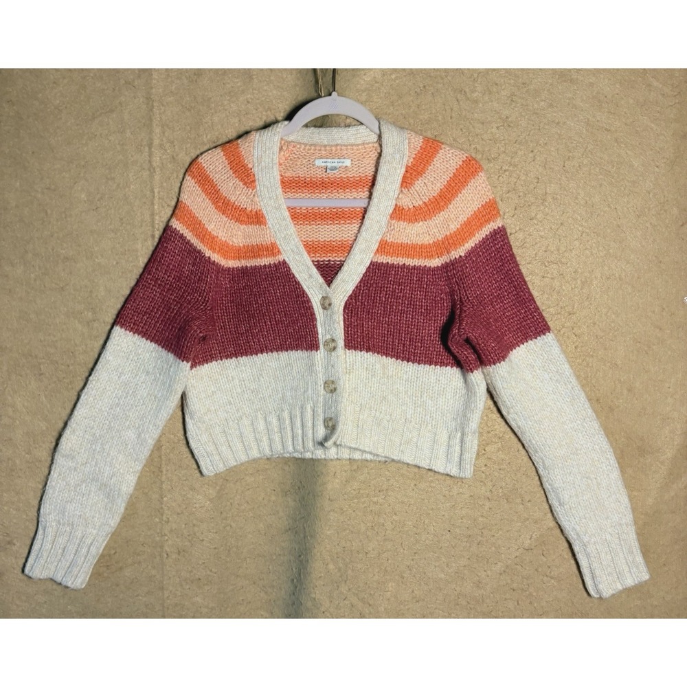 American Eagle Cropped Cardigan Sweater Womens Sz S Wool Blend